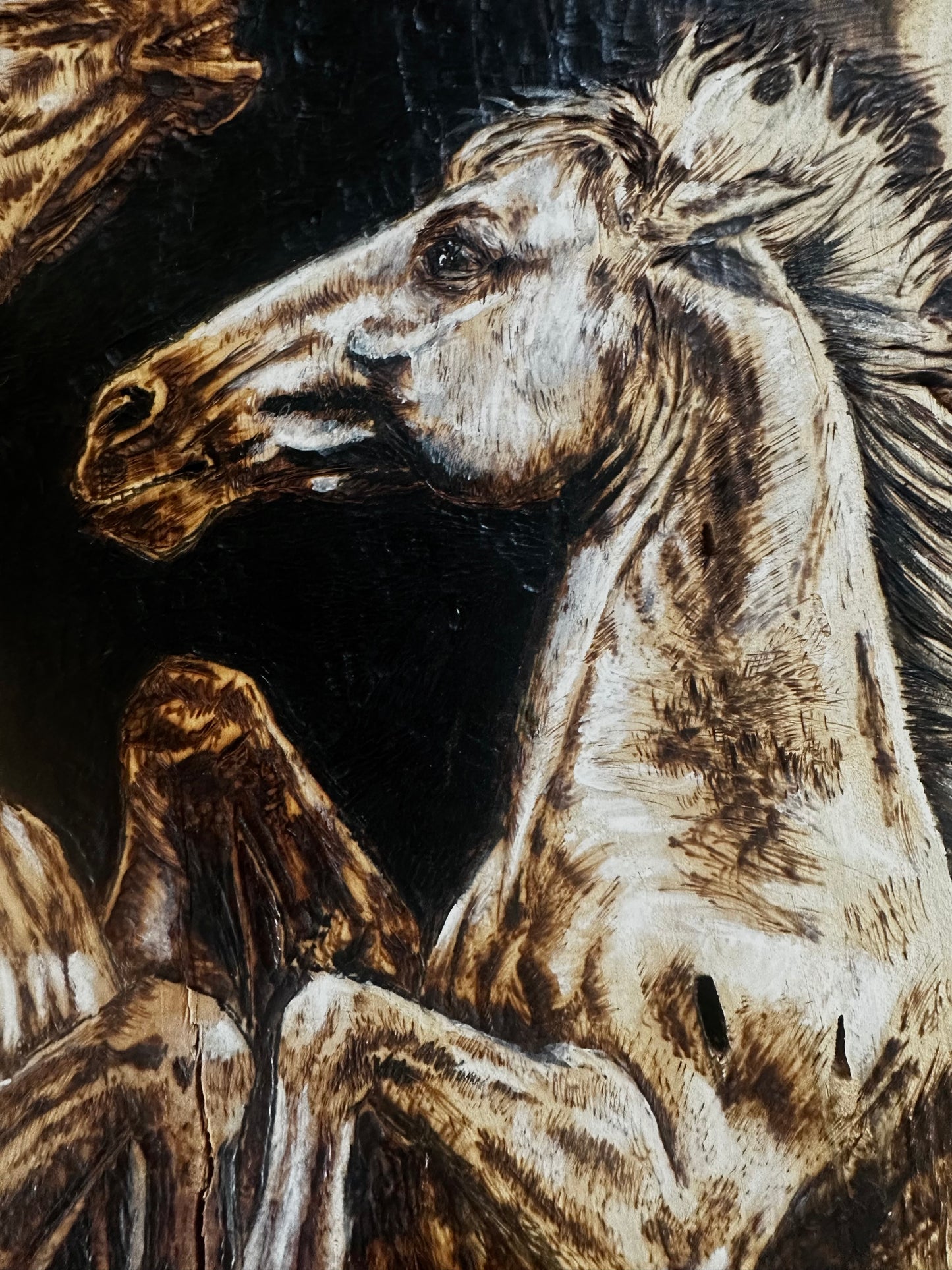“ Tempest” Original Horse Pyrography on Wood