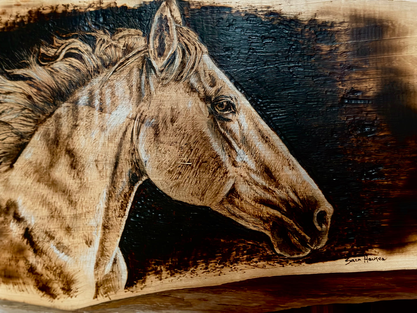 “Untamed” - Pyrography on Live-Edge Bass Wood