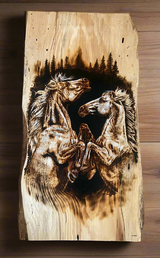 “ Tempest” Original Horse Pyrography on Wood
