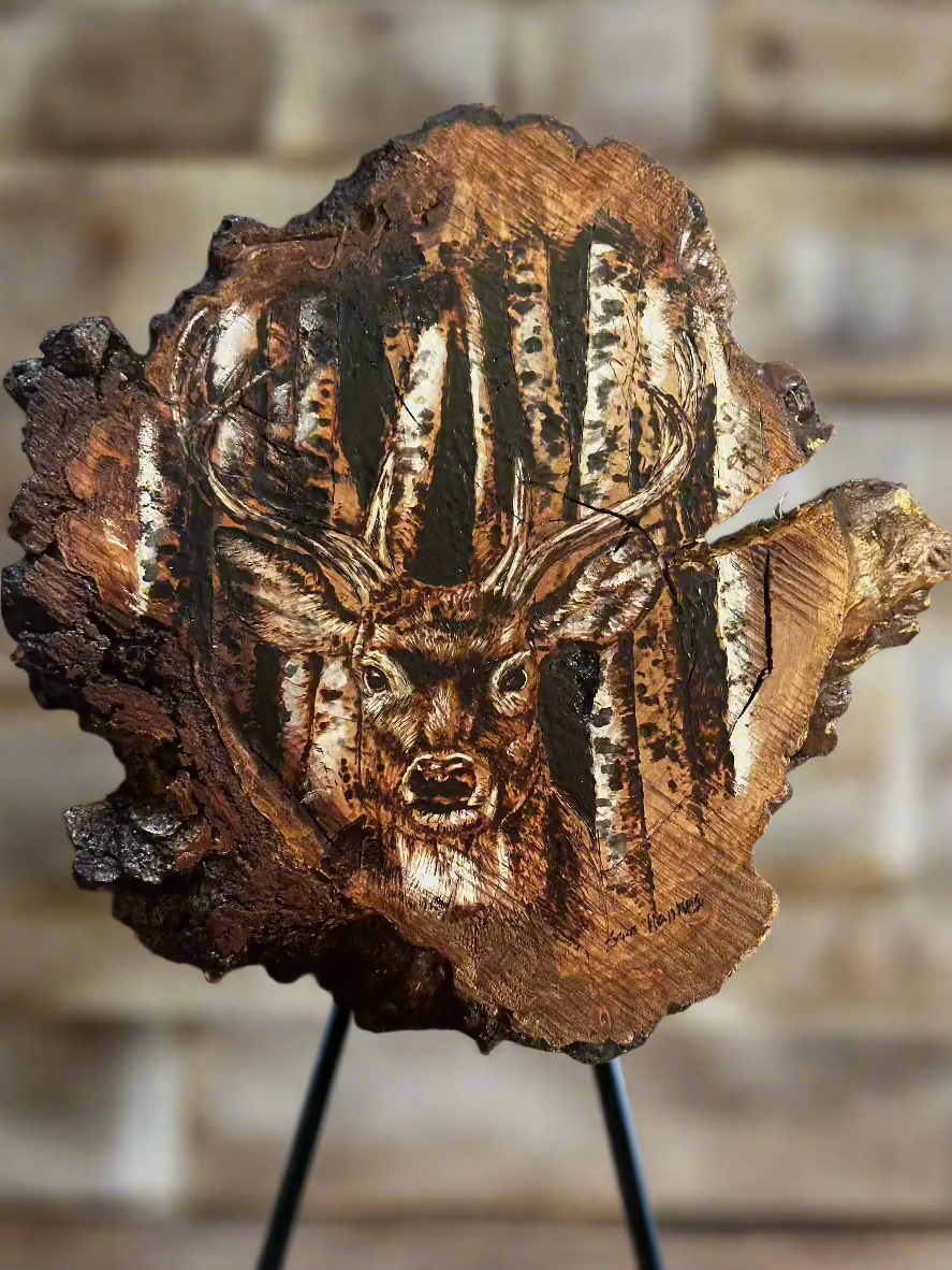 “Timberline” – Hand-Burned Cherry Burl Art