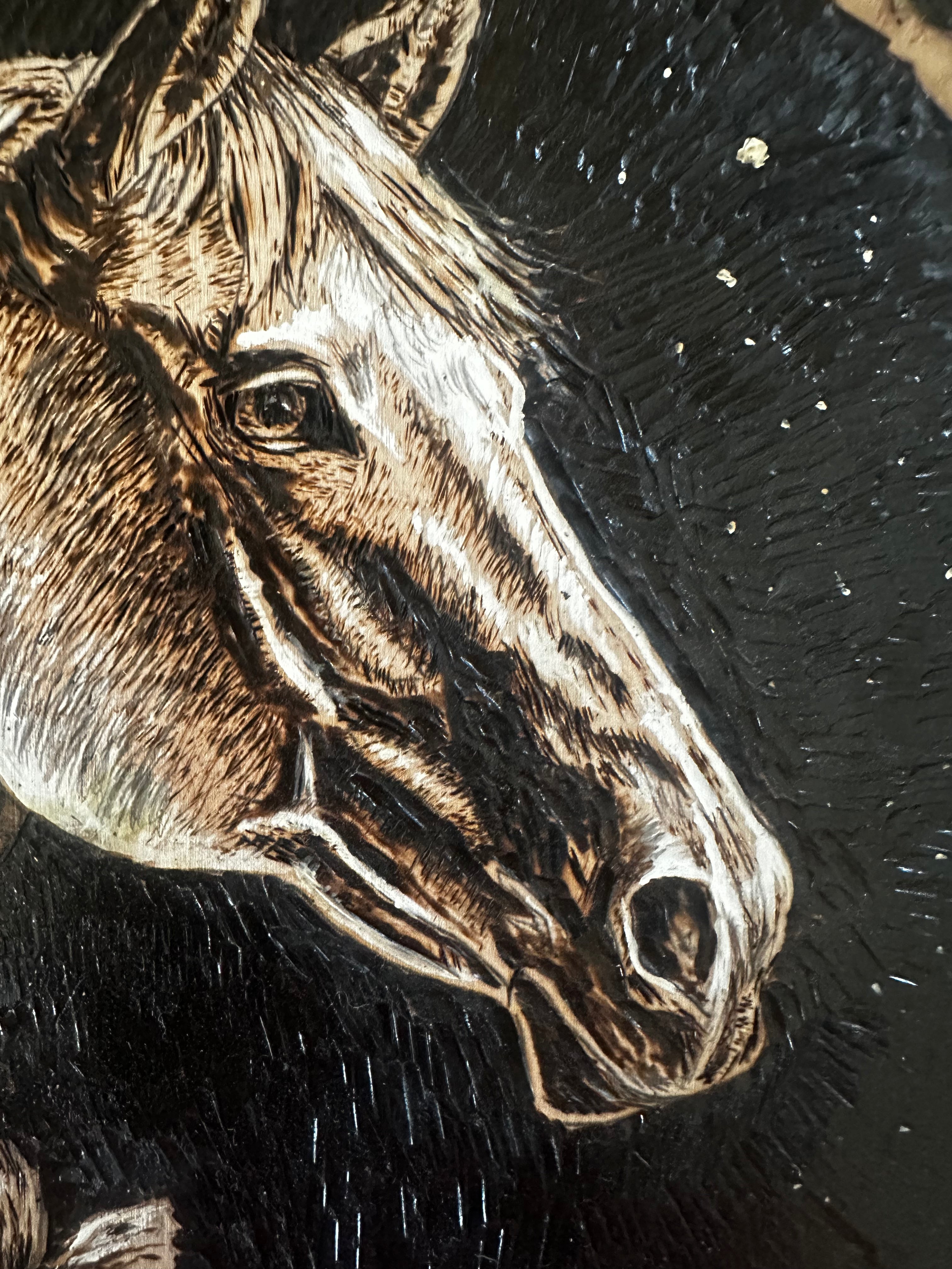 Wild Grace – Floral Horse Wood Burning Wall Art