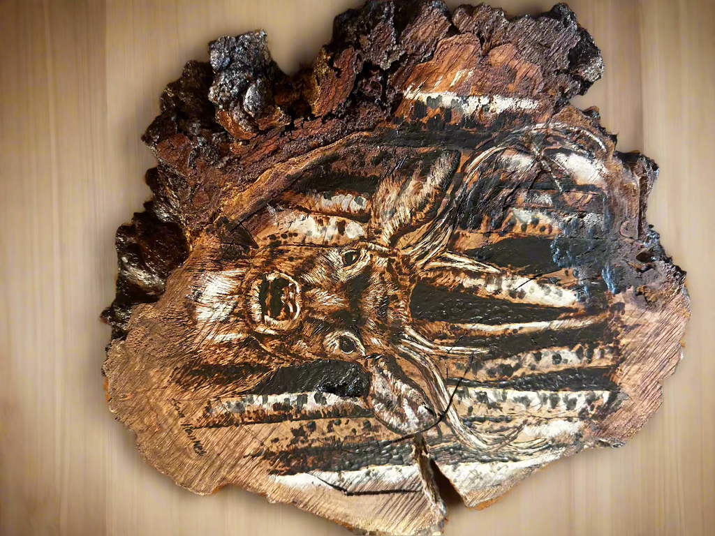 “Timberline” – Hand-Burned Cherry Burl Art
