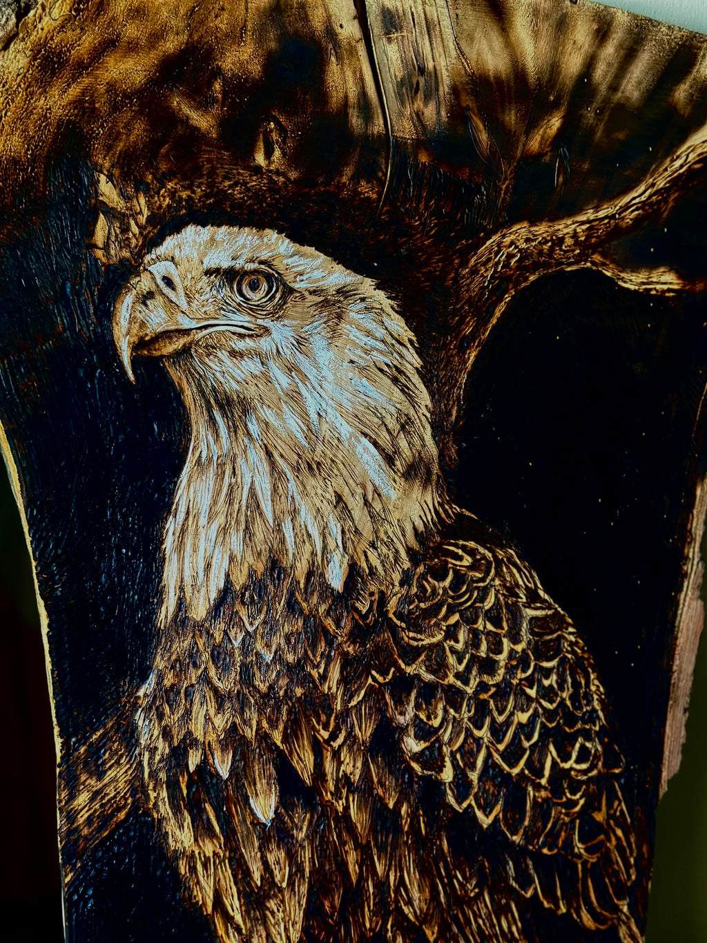 "United" Original Eagle Pyrography Piece